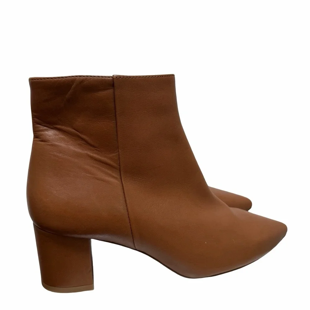 L'AGENCE Womens Jeanne II Pointed‎ Toe Leather Boots in Luggage Brown EU 40 US 9